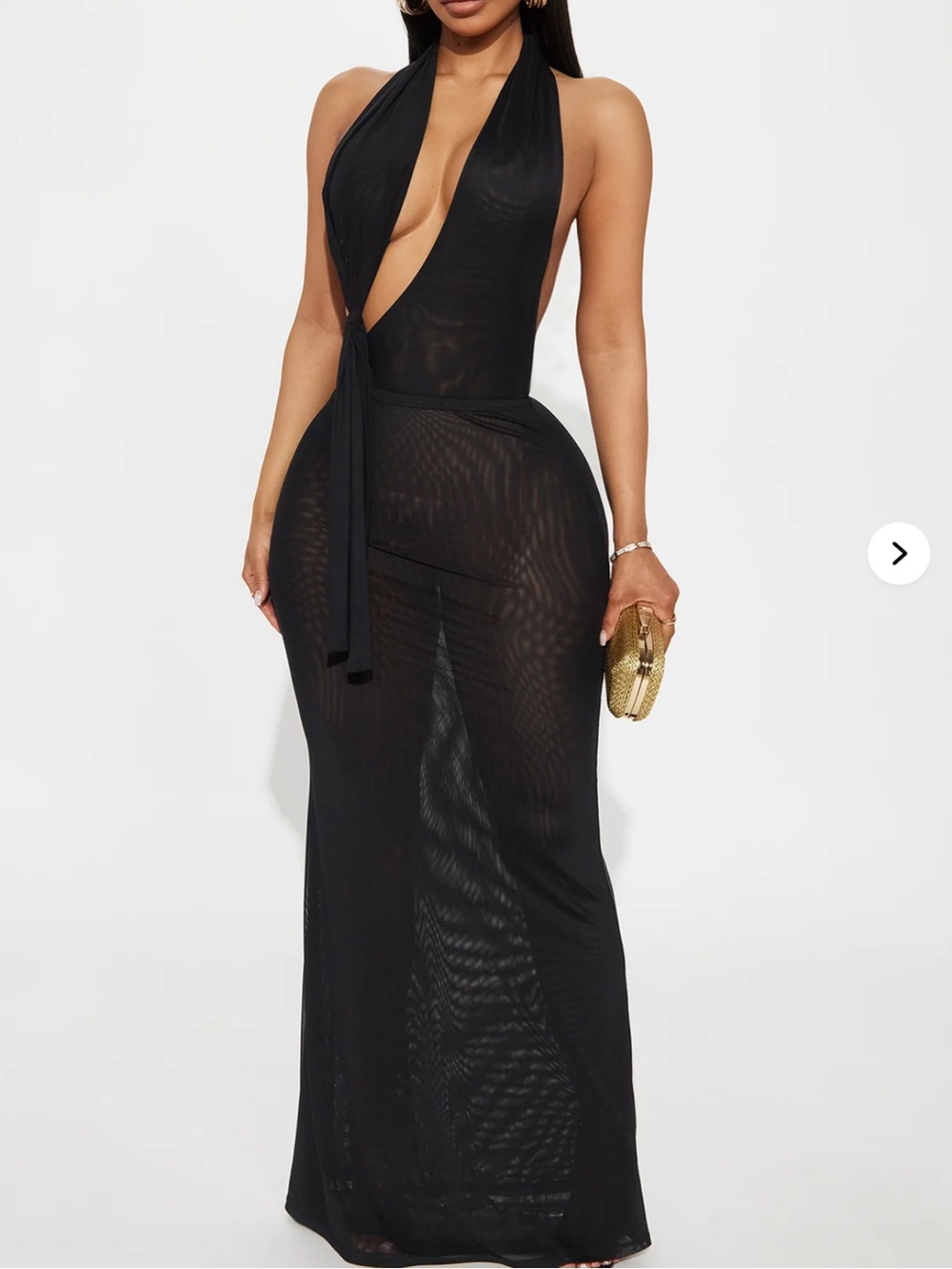 Black Halter Tie Front Maxi Dress